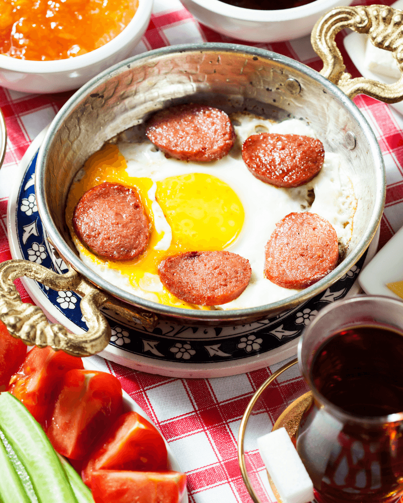 Eggs with Turkish Sausage - local food